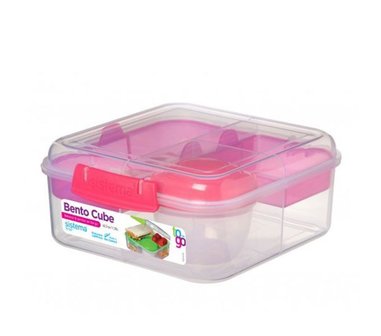 Bento to go cube lunchbox - doorzichtig roze | Sistema
