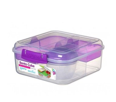 Bento to go cube lunchbox - doorzichtig paars | Sistema