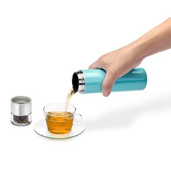 Thee infuser thermosfles - Aqua blauw | PO