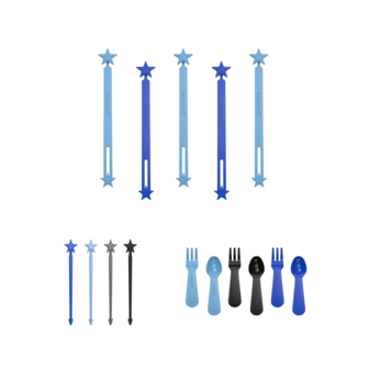 Productbundel: wrap bands + stix + fork&spoon set | Kleur blauw