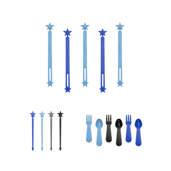 Productbundel: wrap bands + stix + fork&amp;spoon set | Kleur blauw