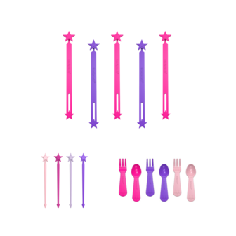 Productbundel: wrap bands + stix + fork&amp;spoon set | Kleur roze