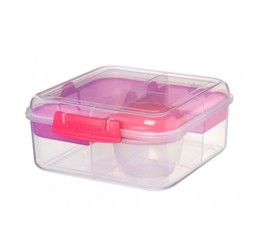 Bento to go cube lunchbox - doorzichtig roze | Sistema