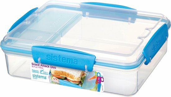 Lunchbox snack attack duo - blauw-doorzichtig | Sistema
