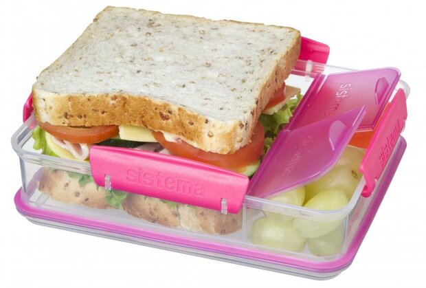 Lunchbox snack attack duo - paars doorzichtig| Sistema