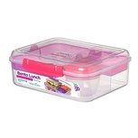 Bento lunchbox met yoghurtpotje 165 ml - doorzichtig roze klip Bento lunchbox met yoghurtpotje 165 ml - doorzichtig roze klip