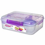 Bento lunchbox met yoghurtpotje 165 ml - doorzichtig paars klip