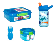 Sistema bentobox, camelbak drinkfles, snackdoos en spork bundel - blauw Sistema bentobox, camelbak drinkfles, snackdoos en spork bundel - blauw