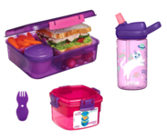 Sistema bentobox, camelbak drinkfles, snackdoos en spork bundel - paars Sistema bentobox, camelbak drinkfles, snackdoos en spork bundel - paars