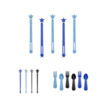 Productbundel: wrap bands + stix + fork&spoon set | Kleur blauw Productbundel: wrap bands + stix + fork&spoon set | Kleur blauw