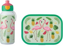 Lunchset Campus (pop-up drinkfles + lunchbox) - flamingo Lunchset Campus (pop-up drinkfles + lunchbox) - flamingo