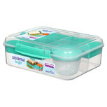 Bento lunchbox met yoghurtpotje 165 ml - doorzichtig turquoise